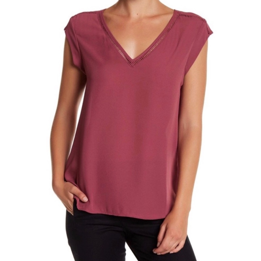 NORDSTROM DR2 V-NECK BLOUSE PINK